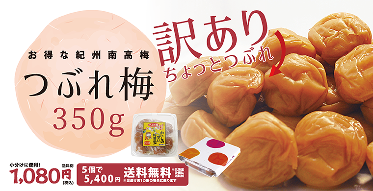 つぶれ梅350g×4個で送料無料
